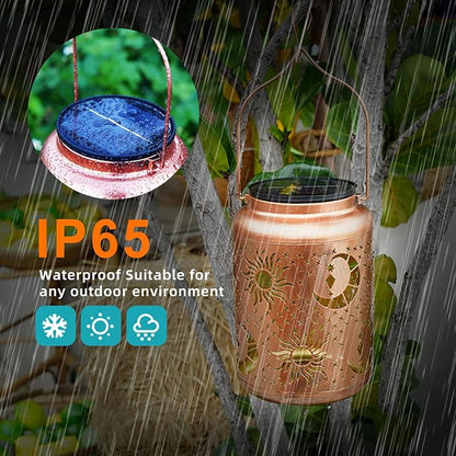 Sun Moon Solar Lanterns Outdoor Waterproof, 14.6'' Large Lamps, Upgraded 2000mAH Battery, Metal Christmas Gift, Birthday Gifts for Women Mom Grandma, Garden Yard Patio Lawn Pathway Decor