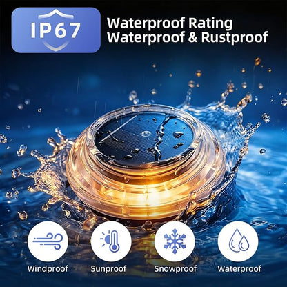 Solar Ground Lights Outdoor 12PK - IP67 Waterproof Solar Pathway Lights, Garden Lights Solar Powered, Outdoor Solar Lights for Yard, Landscape Lighting for Patio Driveway Backyard Decor(Warm White)