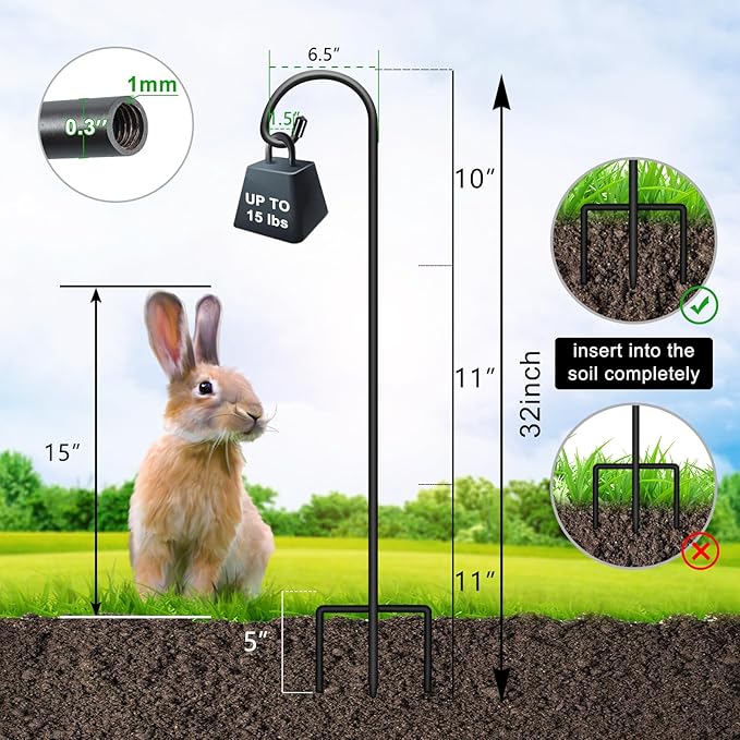 32" Shepherd's Hooks, Heavy-Duty Garden Stakes