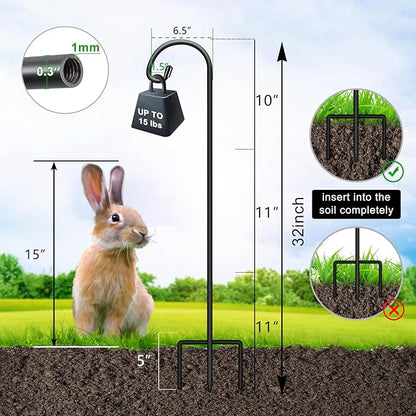 2-Pack 32" Garden Shepherd Hooks, Iron Plant Hangers