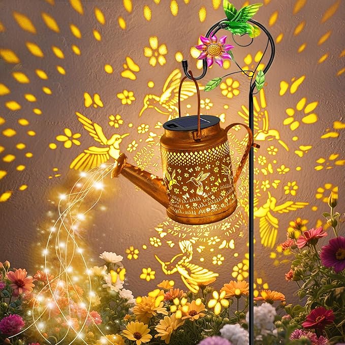 Rustic Hummingbird Solar Lanterns for Porch, Waterproof LED