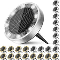 24-Pack Warm White In-Ground Solar Lights, Flat LED Garden
