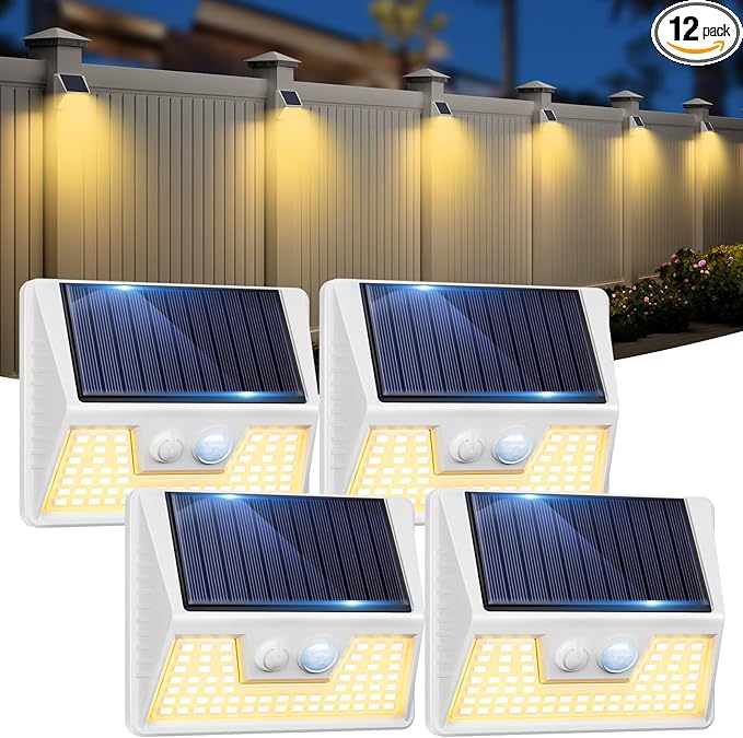 Solar Motion Sensor Step Lights 4-Pack, Waterproof Yard