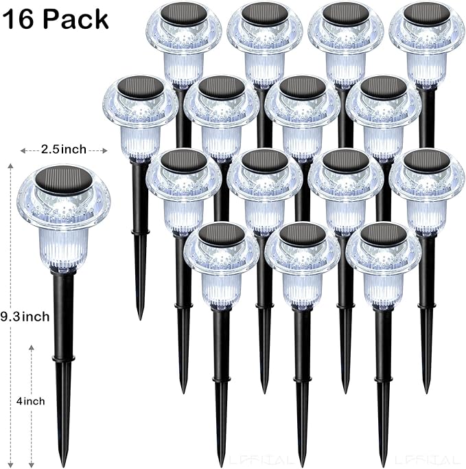 16 Pack Solar Lights Outdoor Waterproof Pathway Lights Solar Powered LED Mushroom Garden Lighting Stake for Outside Yard Path Lawn Patio Landscape (Color Changing)