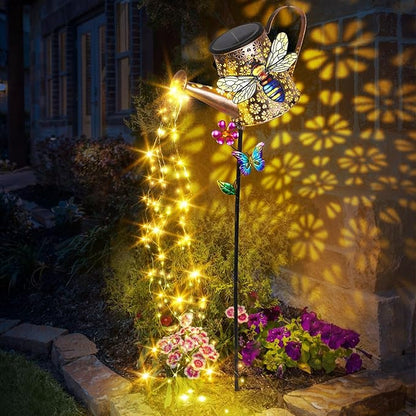 Solar Watering Can with Lights Outdoor Garden, 41in Large Bee Garden Stake Lights, Waterproof Decoration for Yard Lawn Pathway, Gifts for Mom Grandma Women Birthday Gardening Gift