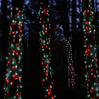 TW SHINE Battery Operated Christmas Lights, 2 Pack Total 100 LED 32 FT Battery Operated String Lights with 8 Modes, Xmas Lights for Outdoor Indoor Wedding Party Home Decorations, Red & White