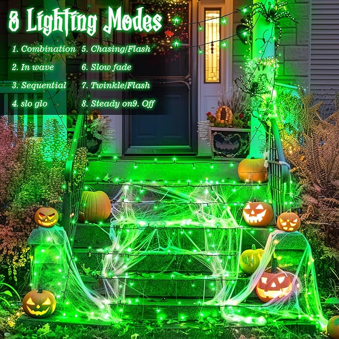 Christmas Lights String Total 100LED Battery Operated Outdoor 8 Modes with Timer 16.4Ft*2, 50LED*2 Waterproof Fairy Lights Indoor for Christmas Decor, Green, 2-Pack