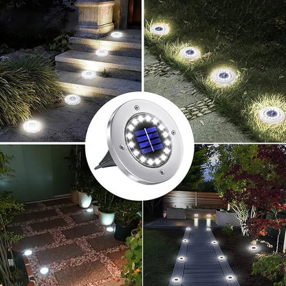 NFESOLAR Solar Lights Outdoor with 16 LEDs, Bright Solar Ground Lights Outdoor Waterproof for Yard Garden Lawn Walkway Driveway (White 8 Pack)