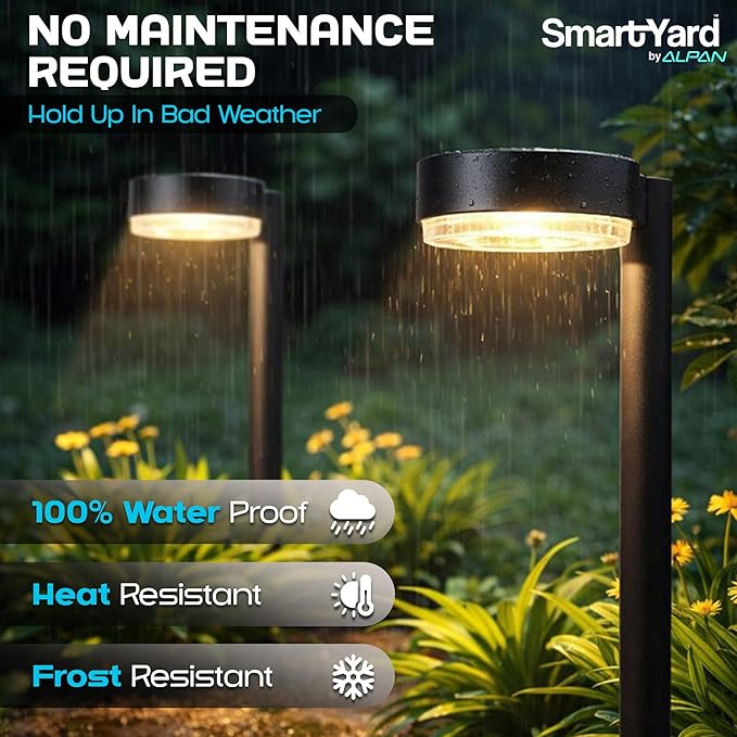 Solar Pathway Lights – 4 Pack, 6 Lumens LED, Warm White Light, Weather-Resistant Aluminum & Stainless Steel, Outdoor Garden Lighting, Easy Stake Installation, Waterproof, Durable for Yard & Pathways