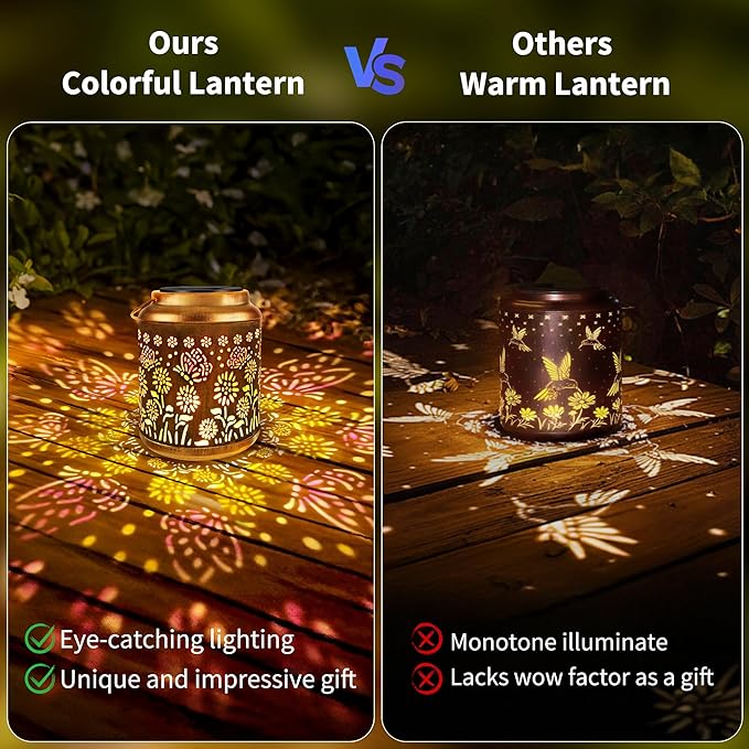 Metal Butterfly Solar Lanterns for Outdoor, Waterproof LED
