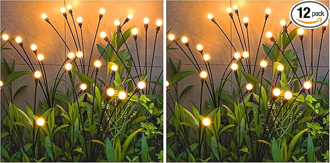12-Pack Warm White Solar Path Lights, Outdoor Driveway LED