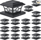 16-Pack Bright Solar Post Cap Lights for Fence, LED