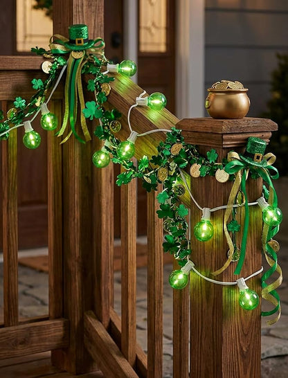 25Ft G40 LED Outdoor Globe String Lights, Outdoor St. Patrick's Day Decorations Lights with 27 Shatterproof Green Bulbs, Hanging Patio Light Waterproof for Irish-themed Party Backyard Garden Wedding