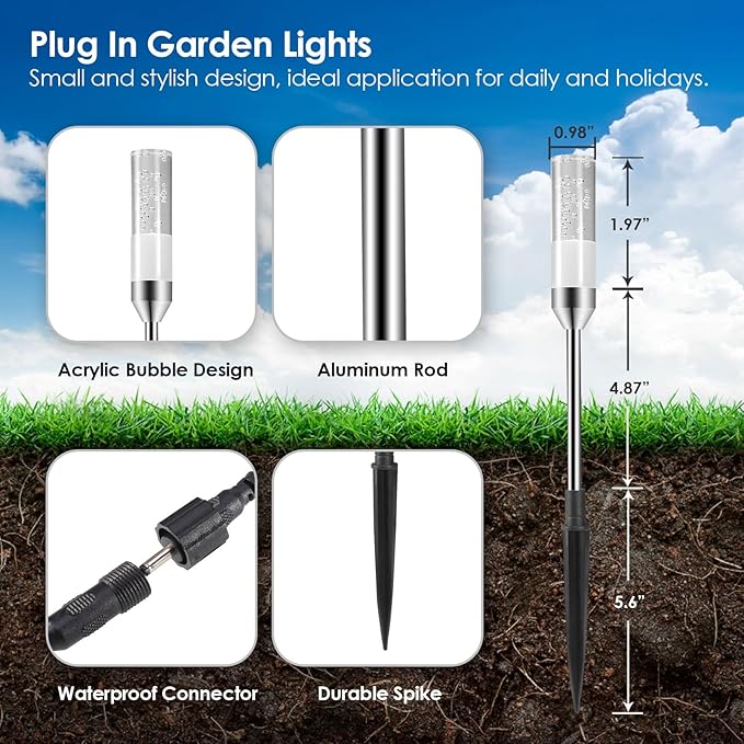 6-Pack IP65 Solar Landscape Lights for Walkway