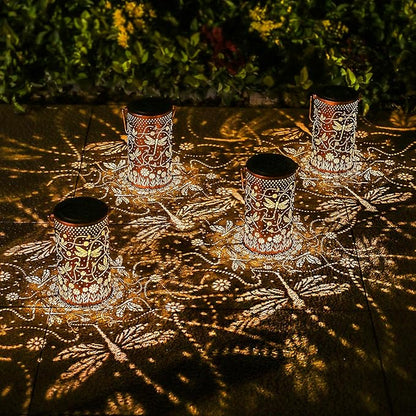 Dragonfly Solar Lanterns Outdoor Waterproof Hanging Solar Lights Dragonfly Gifts for Women Men Mom Metal Decorative LED Lanterns for Yard, Patio, Lawn, Pathway, Landscape, Garden Decor