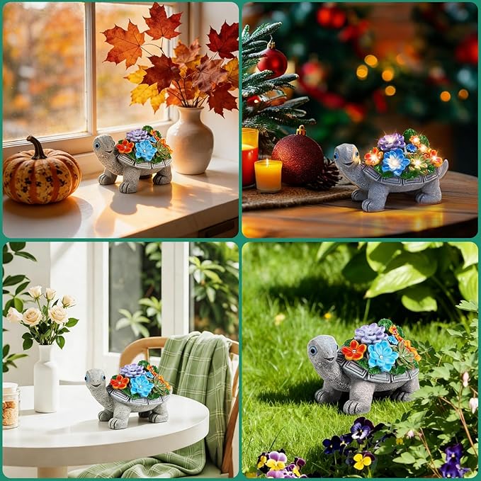 Linkax Easter Gifts for Adults Women, Turtle Statues Solar Garden Decor for Outside Yard Outdoor Home Patio Decor, Birthday Mothers Day Gifts for Mom Grandma Wife Sister Nana from Daughter Son Husband