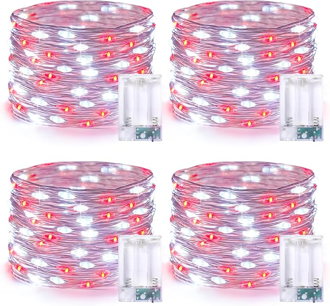 Christmas Backyard String Lights 4-Pack, 1ft 50 LED Waterproof