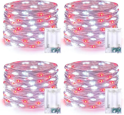 Christmas Backyard String Lights 4-Pack, 1ft 50 LED Waterproof