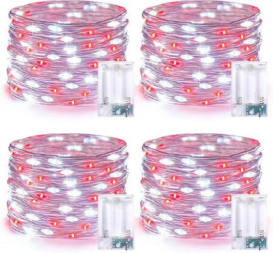 Christmas Backyard String Lights 4-Pack, 1ft 50 LED Waterproof