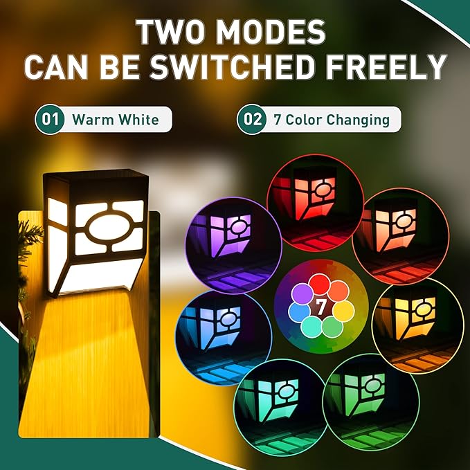 Solar Deck Lights, RGB Waterproof LED
