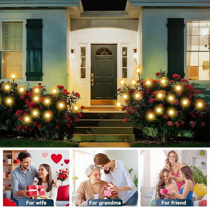 Solar Garden Lights Outdoor Waterproof, 2 Pack 16 LED Swaying Firefly Lights Outdoor Decor Light for Pathway Party Christmas Decoration, Unique Gifts for Women, Warm White