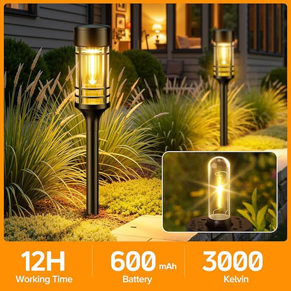 LETMY 12 Pack Solar Pathway Lights Outdoor, Solar Lights Outdoor Waterproof IP65, Bright Solar Garden Lights Outdoor, Auto On/Off Outdoor Solar Lights for Yard Walkway Driveway Landscape Garden Decor