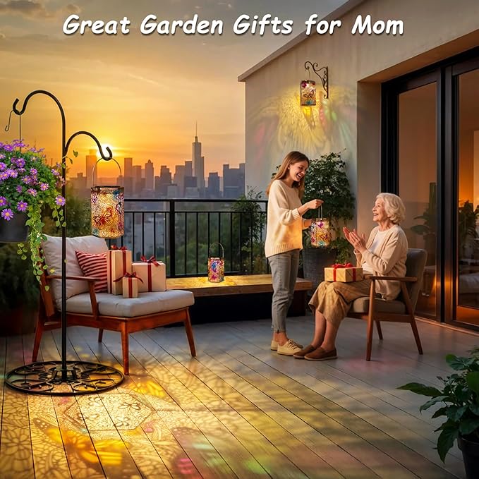 2Pack Solar Lanterns Outdoor Waterproof Butterfly Gifts for Women, 3D Colorful Solar Garden Yard Lanterns, Gardening Gifts for Women, Mothers' Day GIFS Mom, Birthday Gifts