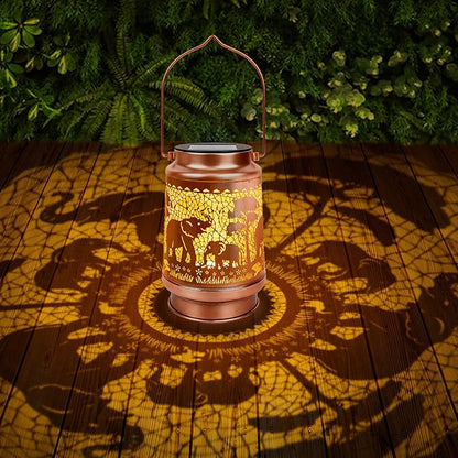 Elephant Solar Lanterns Outdoor Waterproof - Wxiben Elephant Decor for Garden Yard Patio Lawn, Hanging Solar Lights for Outside, Birthday Christmas Mother's Father's Day Gifts for Mum Dad Grandpa