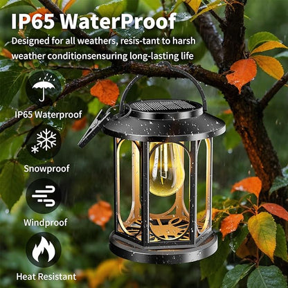 Solar Lanterns Outdoor Waterproof: Hanging Solar Lights with Handle & Clip for Outside Patio ,Porch ,Garden, Tabletop Decor - Bright LED Warm White Solar Powered Lighting，2 Pack