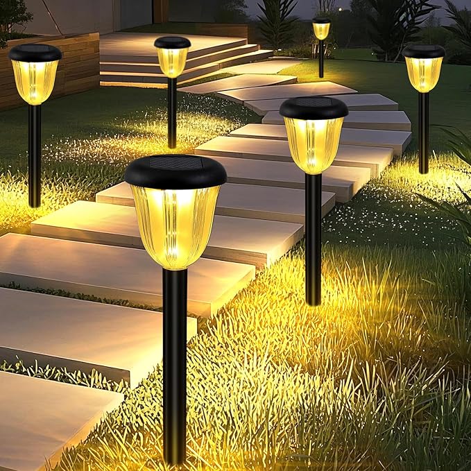 8-Pack Solar Path Lights, Outdoor Yard LED