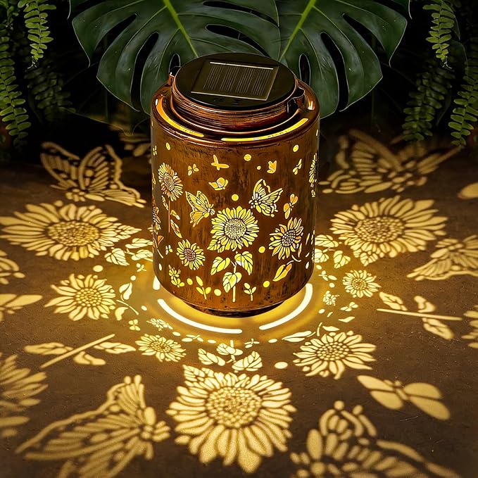 Sunflower Solar Lanterns, Birthday Gifts for Women Mom Grandma, Outdoor Waterproof Hanging Garden Decor for Patio, Yard