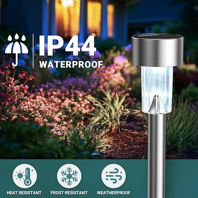 Solar Garden Path Lights 12-Pack, Waterproof