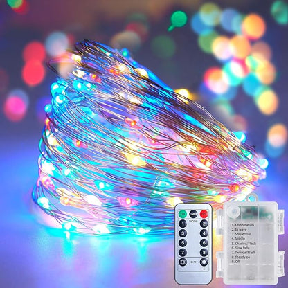 100 LED Christmas Twinkle Lights, 33ft Waterproof for Porch