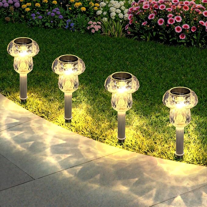 Solar Yard Path Lights 8-Pack, Waterproof