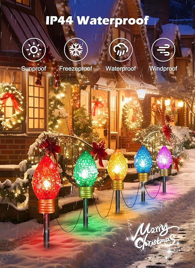 4-Pack 34ft C9 Christmas Walkway Lights, LED