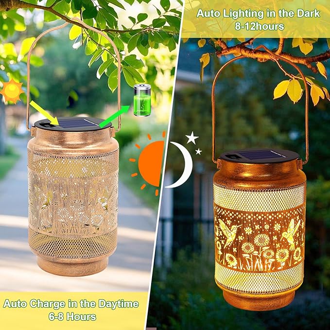 Hummingbird Solar Porch Lanterns, Charming Waterproof LED