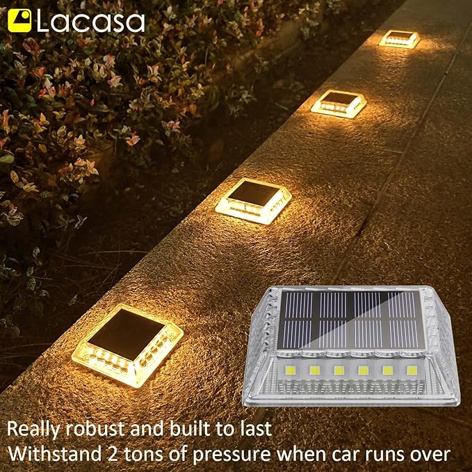 4-Pack Warm White Solar Path Lights, Outdoor Yard LED