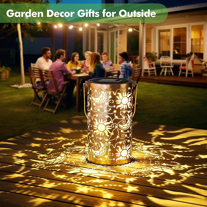 Elegant Hanging Solar Lanterns for Backyard, Waterproof LED