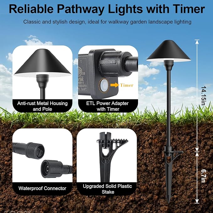 Solar Driveway Path Lights, Waterproof