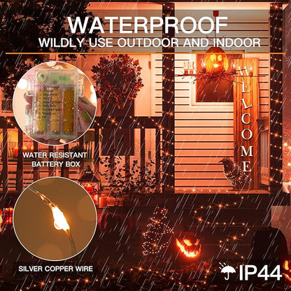 Halloween Fairy Lights, 66ft 200 LED Battery Twinkle Lights