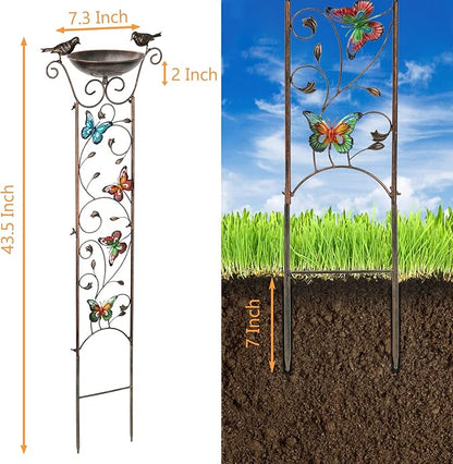40" Metal Bird Bath, Vintage Outdoor Birdfeeder