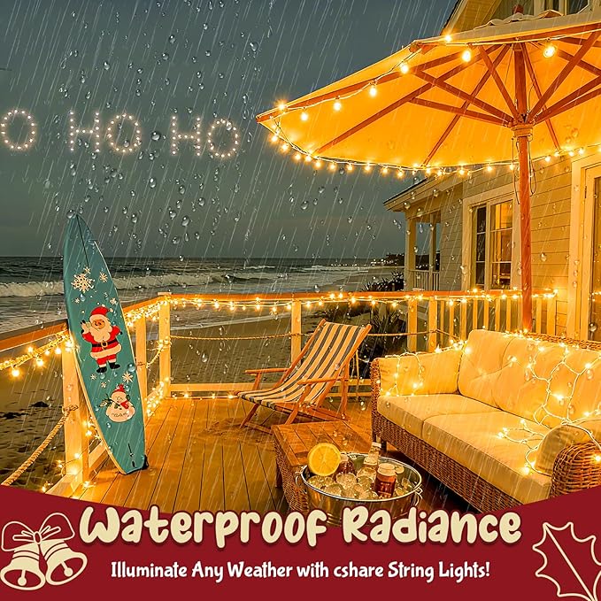 Christmas String Lights Battery Operated, LED Christmas Lights Outdoor with Tiimer White Wire Mini Lights 16.4ft 50LED for Christmas Tree Garland Wedding Party Warm White