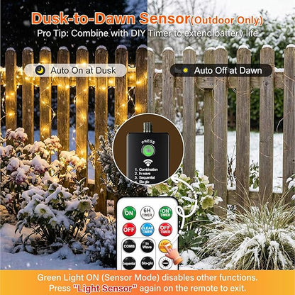 200 LED Christmas Twinkle Lights, 66ft Waterproof for Backyard