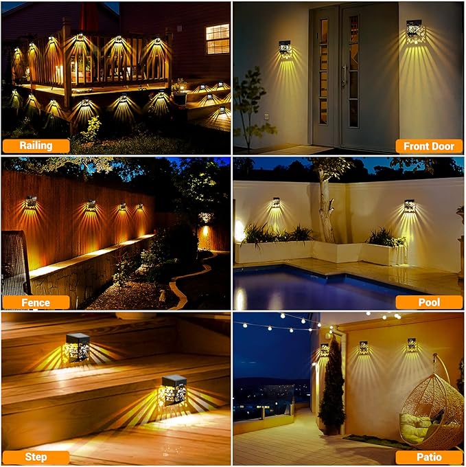 8-Pack Solar Deck Lights, Warm White Waterproof LED
