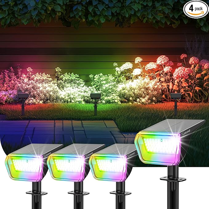 4-Pack Motion Sensor Solar Spotlights, Waterproof Wall LED