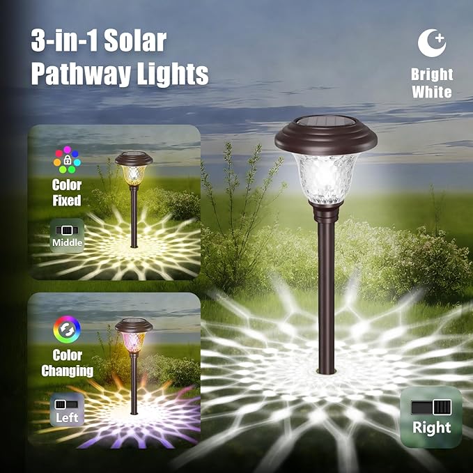 8-Pack Solar Pathway Lights, Waterproof LED Yard Lights