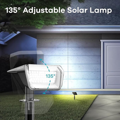 Linkind Solar Spot Lights Outdoor Waterproof IP67, 60 LED Solar Flood Lights 30% High Conversion Landscape Lighting for Garden Yard Pathway (6 Pack, Cool White)