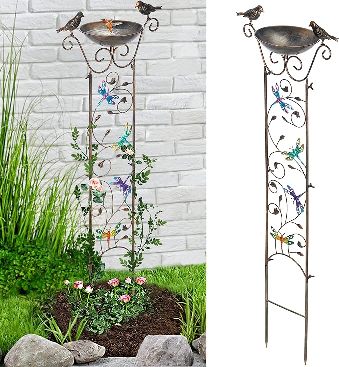 40" Freestanding Bird Bath, Heavy-Duty Metal