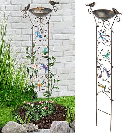 40" Freestanding Bird Bath, Heavy-Duty Metal
