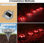12-Pack Red Solar Deck Lights, Outdoor LED